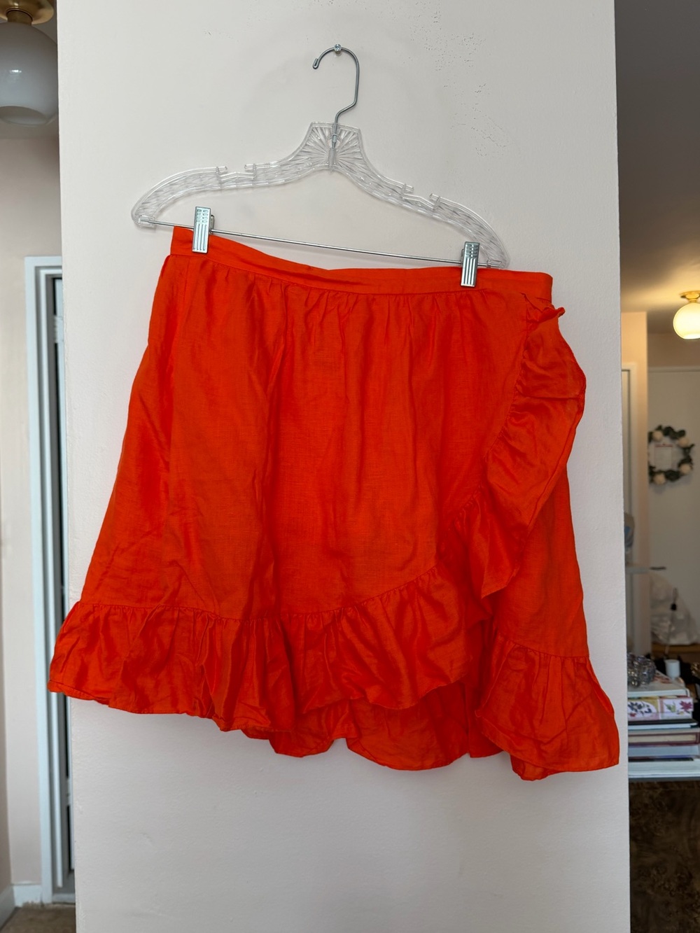 J. Crew Bright Orange Ruffle Mini Skirt